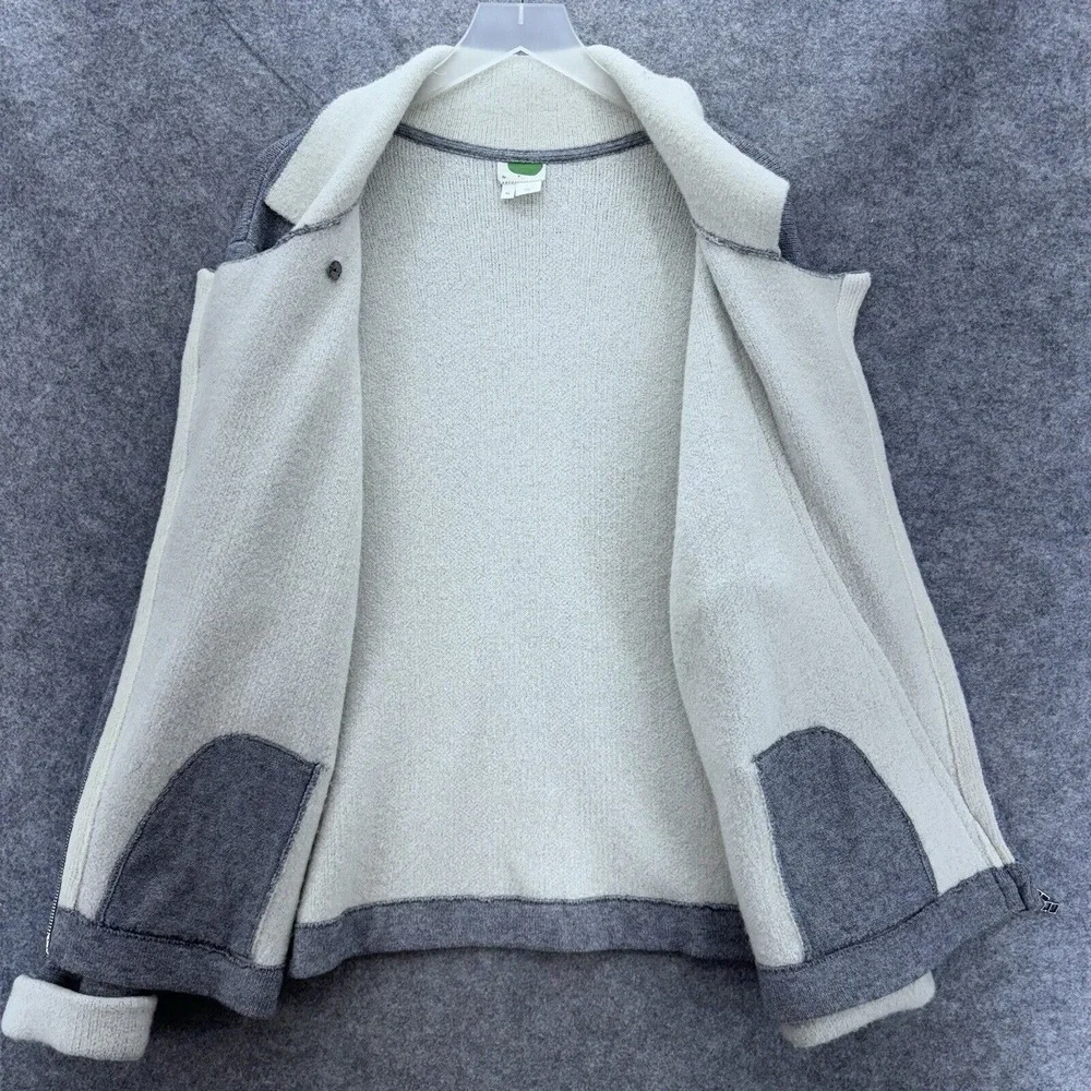 Anthropologie Asymmetric Zip Knit Moto Jacket‎ Sweater Grey Ivory XL